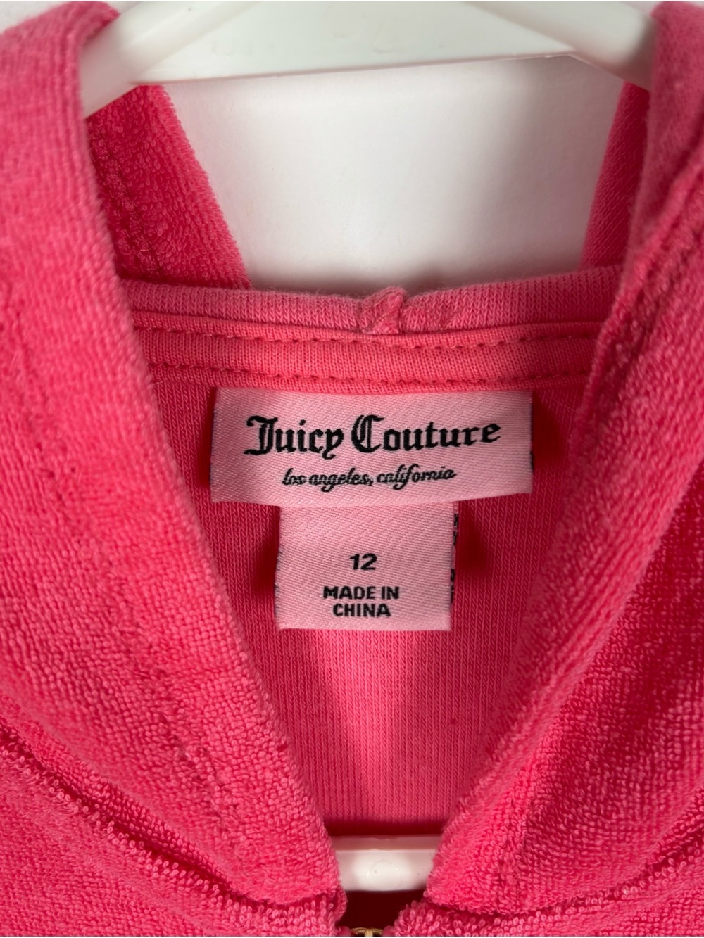 Juicy Couture Zip Up Velour Jacket Girls Size 12 Pink - Picture 6 of 9